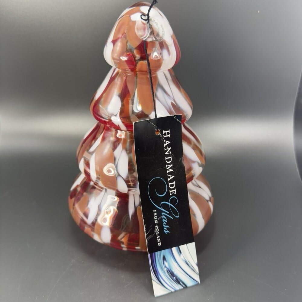 Zorza Glassworks Poland Christmas Tree‎ 9inch Glass Tree New With Tag Hollow VTG